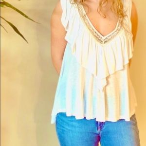 Free People White Off Shoulder Blouse